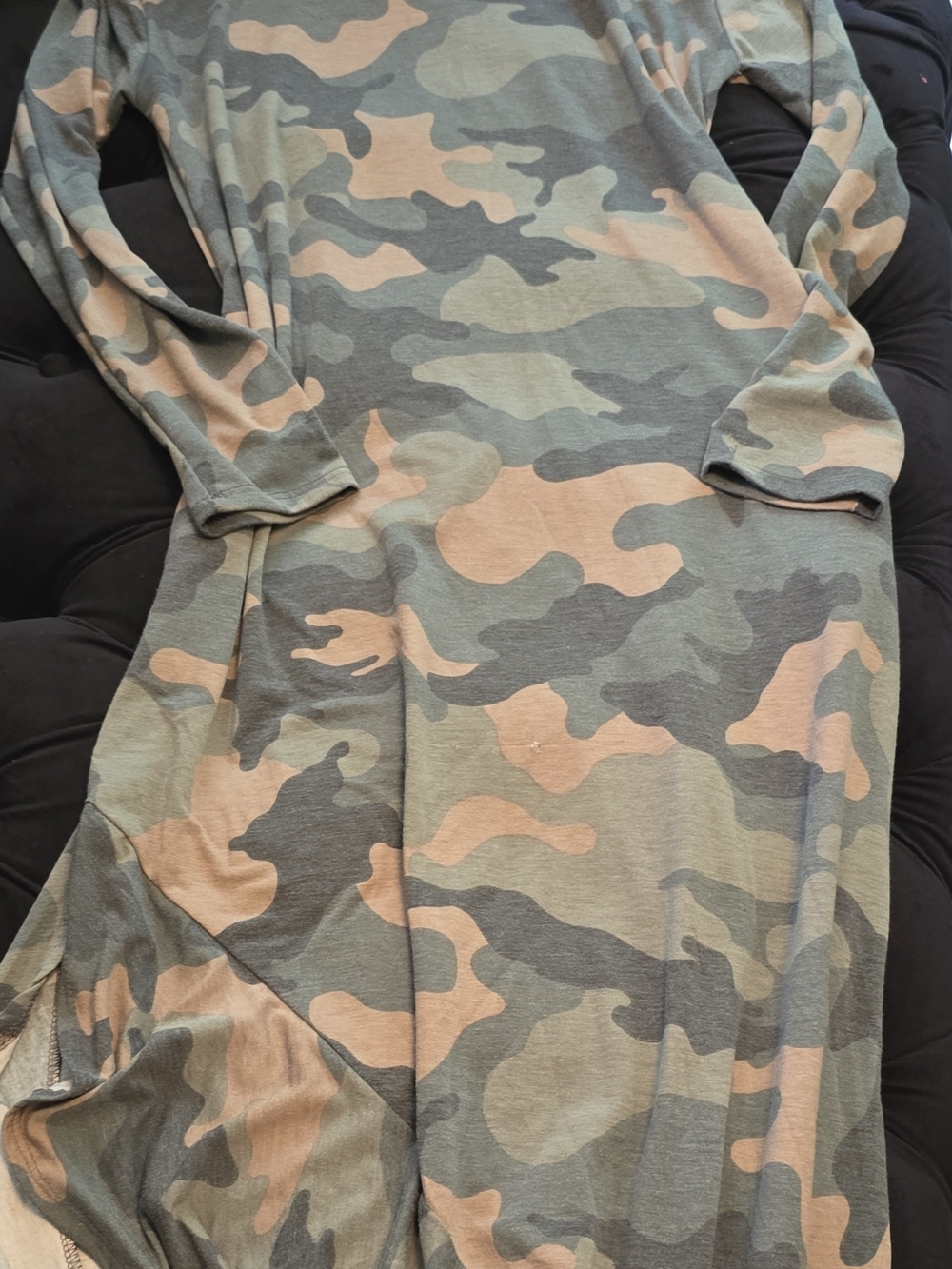 Long Sleeve Camo Maxi Dress - Green & Tan